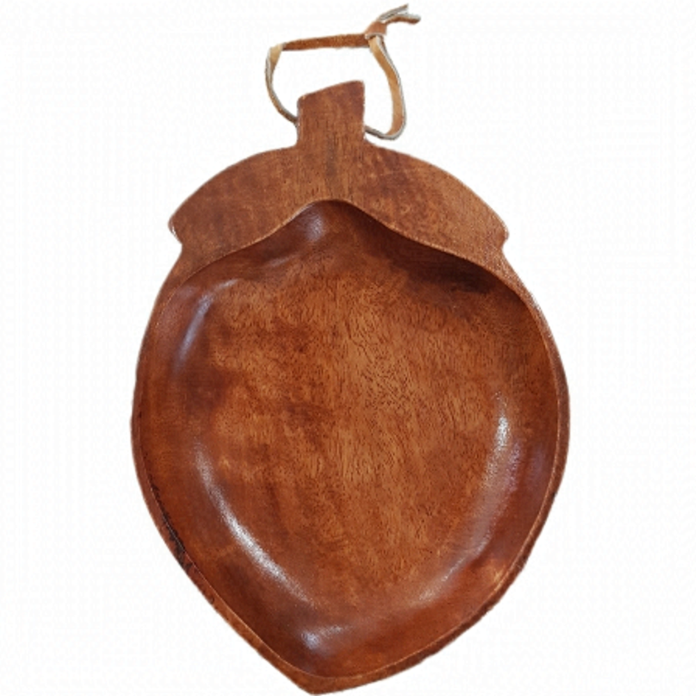 Vintage Monkey Pod Wood Acorn Bowl